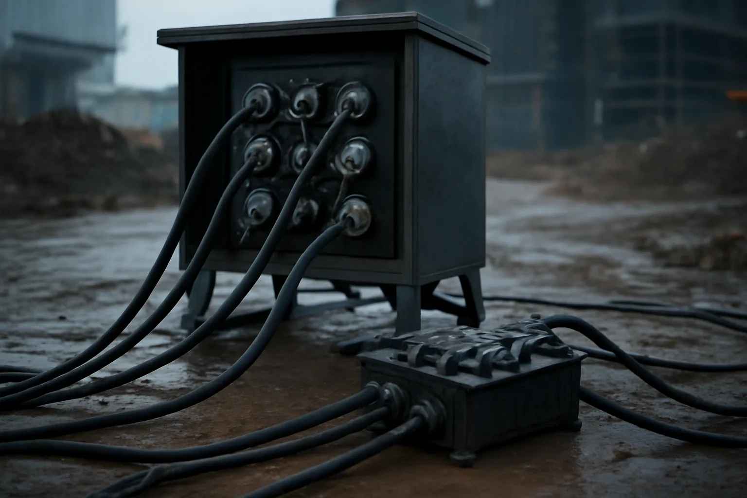Alabama construction site temporary power distribution panel with camlock cables